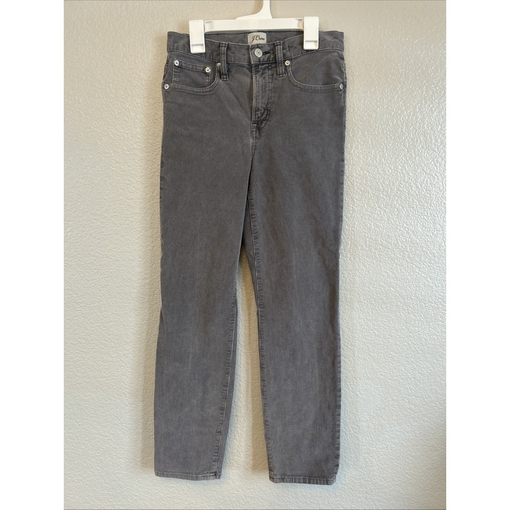J. Crew Vintage Slim Straight 9" Corduroy Pants Women Size 25 Gray